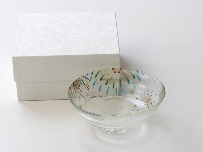 [Limited] HANABI Glass HIRA CHAWAN (handcrafted Matcha Bowl) JAPANESE