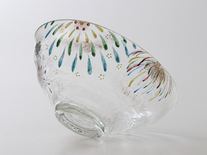 [Limited] HANABI Glass HIRA CHAWAN (handcrafted Matcha Bowl) JAPANESE