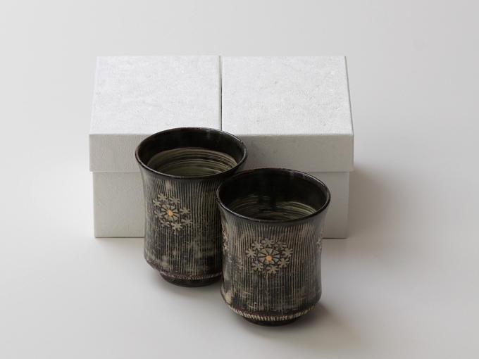 [Limited] KUSHIME INKA Yunomi - KURO - pair (handcrafted)