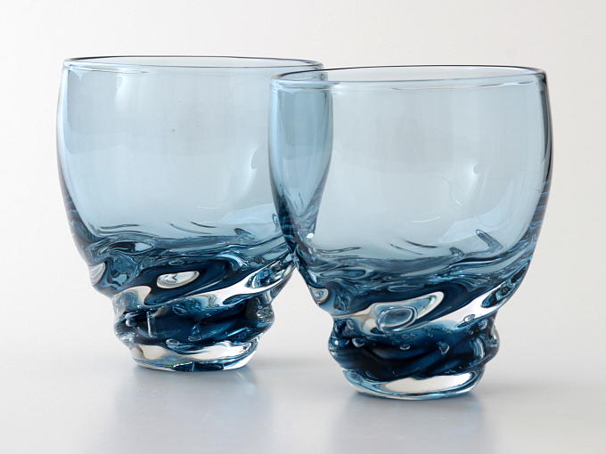 [Limited] NOTO Blue Tea Glass - NAGARE - pair (handcrafted glass)
