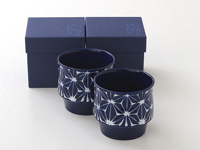 [Limited] RURI stackable Yunomi - ASANOHA - pair (Teacup)