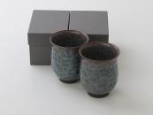 [Limited] HANA KESSHO Yunomi SABI ASAGI - pair (handcrafted)