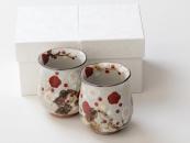 [Limited] KISSHOH UME - Red - pair (handcrafted Teacup)