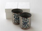[Limited] MISHIMA KARAKUSA Yunomi  - pair (handcrafted Teacup