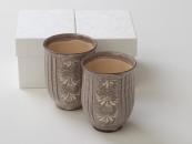 [Limited] Sepia Flowers Yunomi - pair (handcrafted Teacup)